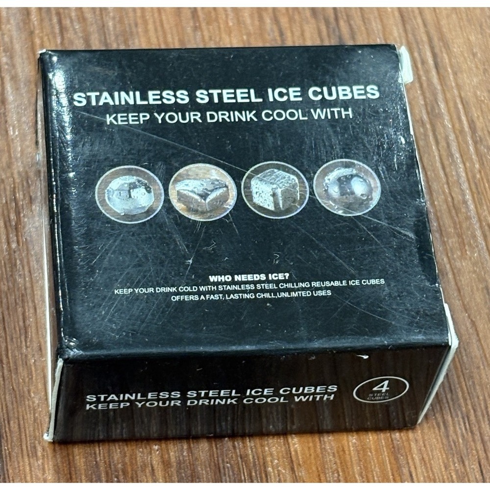 Ice Cubes Reusable Stainless Steel for Coolers Whiskey Stones Chilling 4 Pack